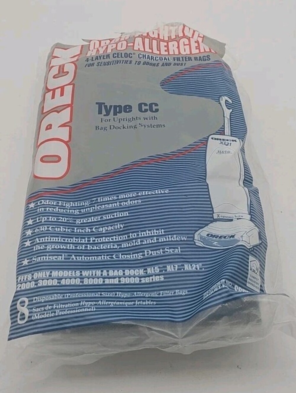 5-Pack Oreck Type CC HEPA Celoc Charcoal Filter Vacuum Bags CCPK80F